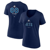 Winnipeg Jets Women's Personalized Name & Number Midfielder V-Neck T-Shirt - Navy - NHL