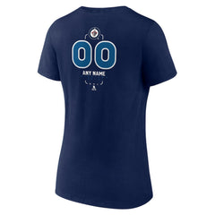 Winnipeg Jets Women's Personalized Name & Number Midfielder V-Neck T-Shirt - Navy - NHL
