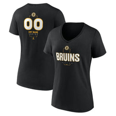 Boston Bruins Women's Personalized Name & Number Midfielder V-Neck T-Shirt - Black - NHL