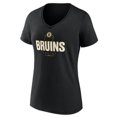 Boston Bruins Women's Personalized Name & Number Midfielder V-Neck T-Shirt - Black - NHL