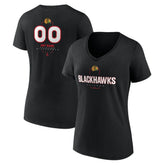 Chicago Blackhawks Women's Personalized Name & Number Midfielder V-Neck T-Shirt - Black - NHL