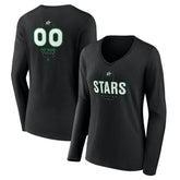 Dallas Stars Women's Personalized Name & Number Midfielder Long Sleeve V-Neck T-Shirt - Black - NHL