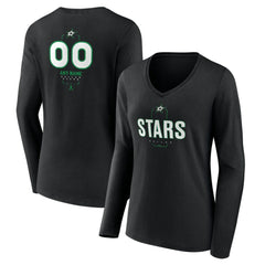 Dallas Stars Women's Personalized Name & Number Midfielder Long Sleeve V-Neck T-Shirt - Black - NHL