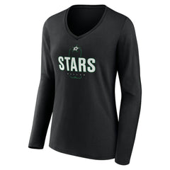 Dallas Stars Women's Personalized Name & Number Midfielder Long Sleeve V-Neck T-Shirt - Black - NHL