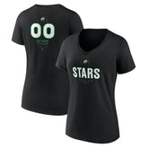 Dallas Stars Women's Personalized Name & Number Midfielder V-Neck T-Shirt - Black - NHL