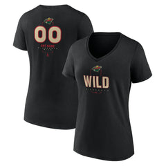 Minnesota Wild Women's Personalized Name & Number Midfielder V-Neck T-Shirt - Black - NHL