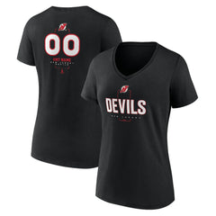 New Jersey Devils Women's Personalized Name & Number Midfielder V-Neck T-Shirt - Black - NHL