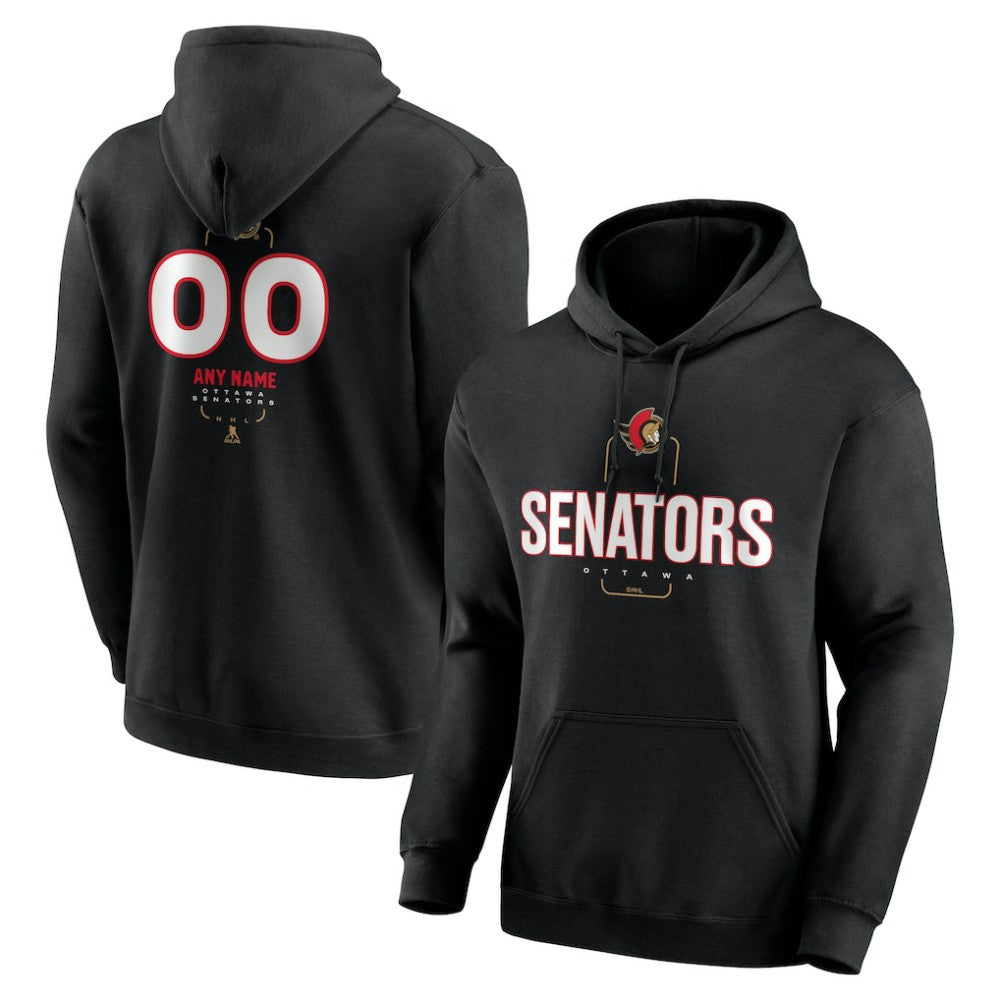 Ottawa Senators Personalized Name & Number Midfielder Pullover Hoodie - Black - NHL