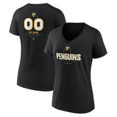 Pittsburgh Penguins Women's Personalized Name & Number Midfielder V-Neck T-Shirt - Black - NHL