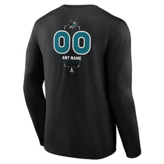 San Jose Sharks Personalized Name & Number Midfielder Long Sleeve T-Shirt - Black - NHL