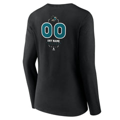 San Jose Sharks Women's Personalized Name & Number Midfielder Long Sleeve V-Neck T-Shirt - Black - NHL