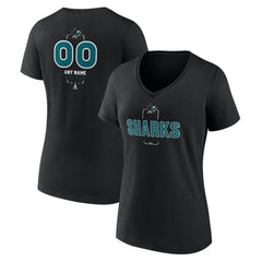 San Jose Sharks Women's Personalized Name & Number Midfielder V-Neck T-Shirt - Black - NHL