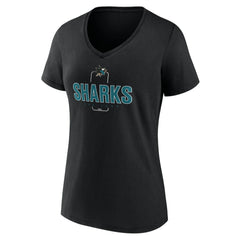 San Jose Sharks Women's Personalized Name & Number Midfielder V-Neck T-Shirt - Black - NHL