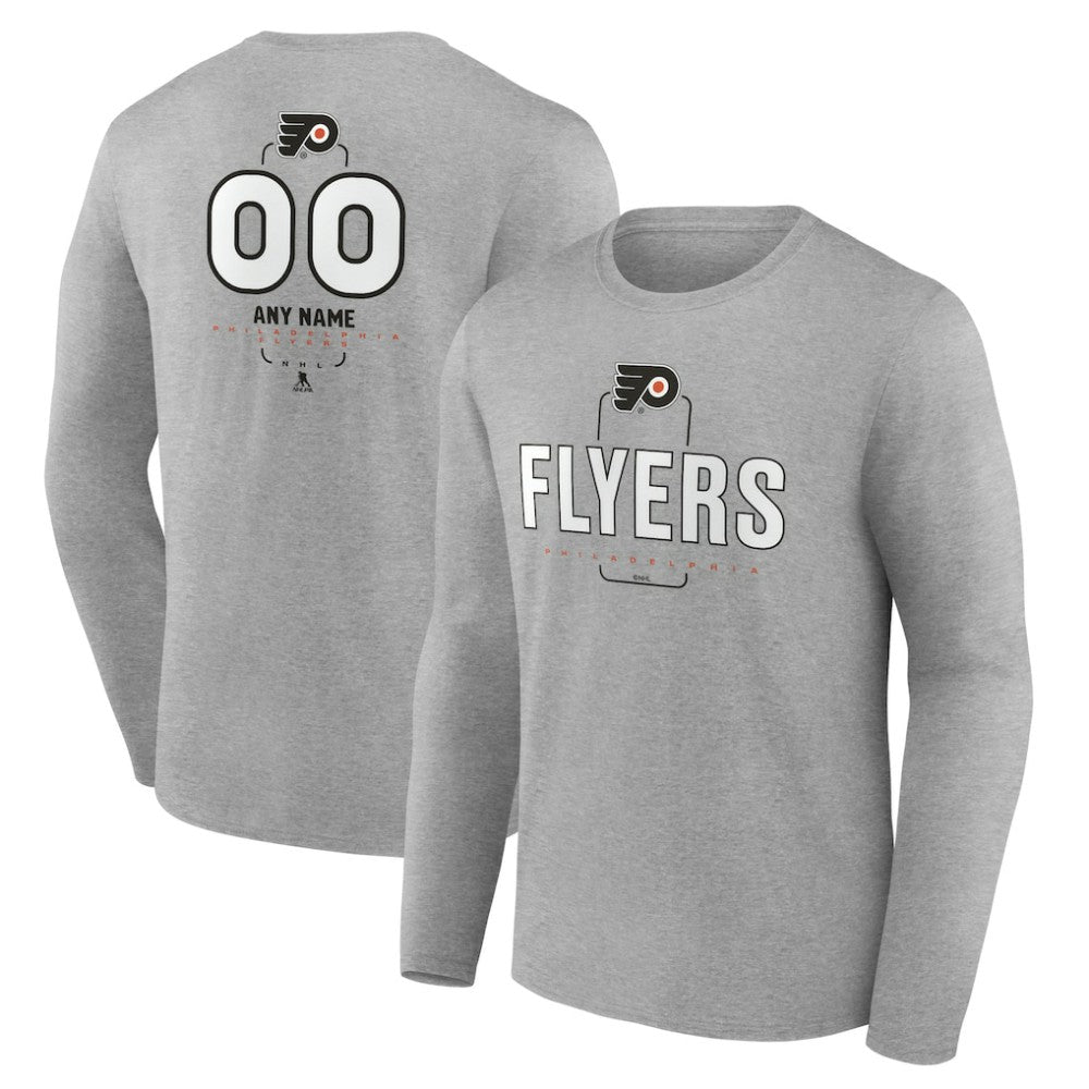 Philadelphia Flyers Personalized Name & Number Midfielder Long Sleeve T-Shirt - Gray - NHL