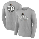 Philadelphia Flyers Personalized Name & Number Midfielder Long Sleeve T-Shirt - Gray - NHL