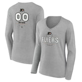 Philadelphia Flyers Women's Personalized Name & Number Midfielder Long Sleeve V-Neck T-Shirt - Gray - NHL