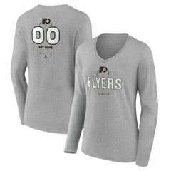 Philadelphia Flyers Women's Personalized Name & Number Midfielder Long Sleeve V-Neck T-Shirt - Gray - NHL
