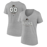Philadelphia Flyers Women's Personalized Name & Number Midfielder V-Neck T-Shirt - Gray - NHL