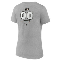 Philadelphia Flyers Women's Personalized Name & Number Midfielder V-Neck T-Shirt - Gray - NHL