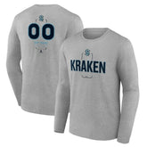 Seattle Kraken Personalized Name & Number Midfielder Long Sleeve T-Shirt - Gray - NHL
