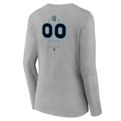 Seattle Kraken Women's Personalized Name & Number Midfielder Long Sleeve V-Neck T-Shirt - Gray - NHL