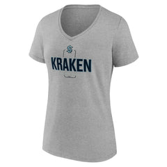 Seattle Kraken Women's Personalized Name & Number Midfielder V-Neck T-Shirt - Gray - NHL