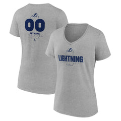 Tampa Bay Lightning Women's Personalized Name & Number Midfielder V-Neck T-Shirt - Gray - NHL