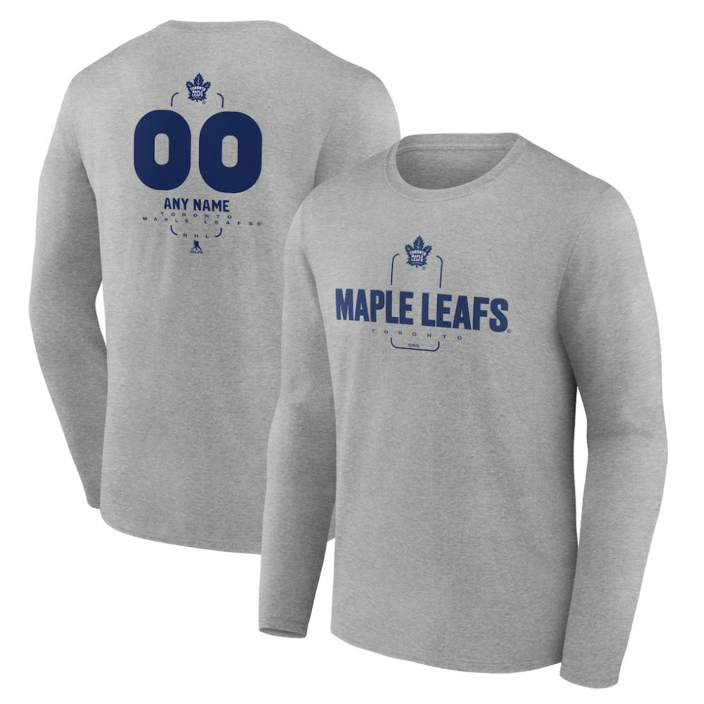 Toronto Maple Leafs Personalized Name & Number Midfielder Long Sleeve T-Shirt - Gray - NHL