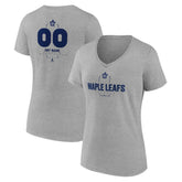 Toronto Maple Leafs Women's Personalized Name & Number Midfielder V-Neck T-Shirt - Gray - NHL