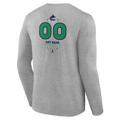 Vancouver Canucks Personalized Name & Number Midfielder Long Sleeve T-Shirt - Gray - NHL