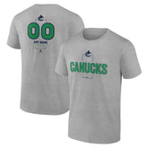 Vancouver Canucks Personalized Name & Number Midfielder T-Shirt - Gray - NHL