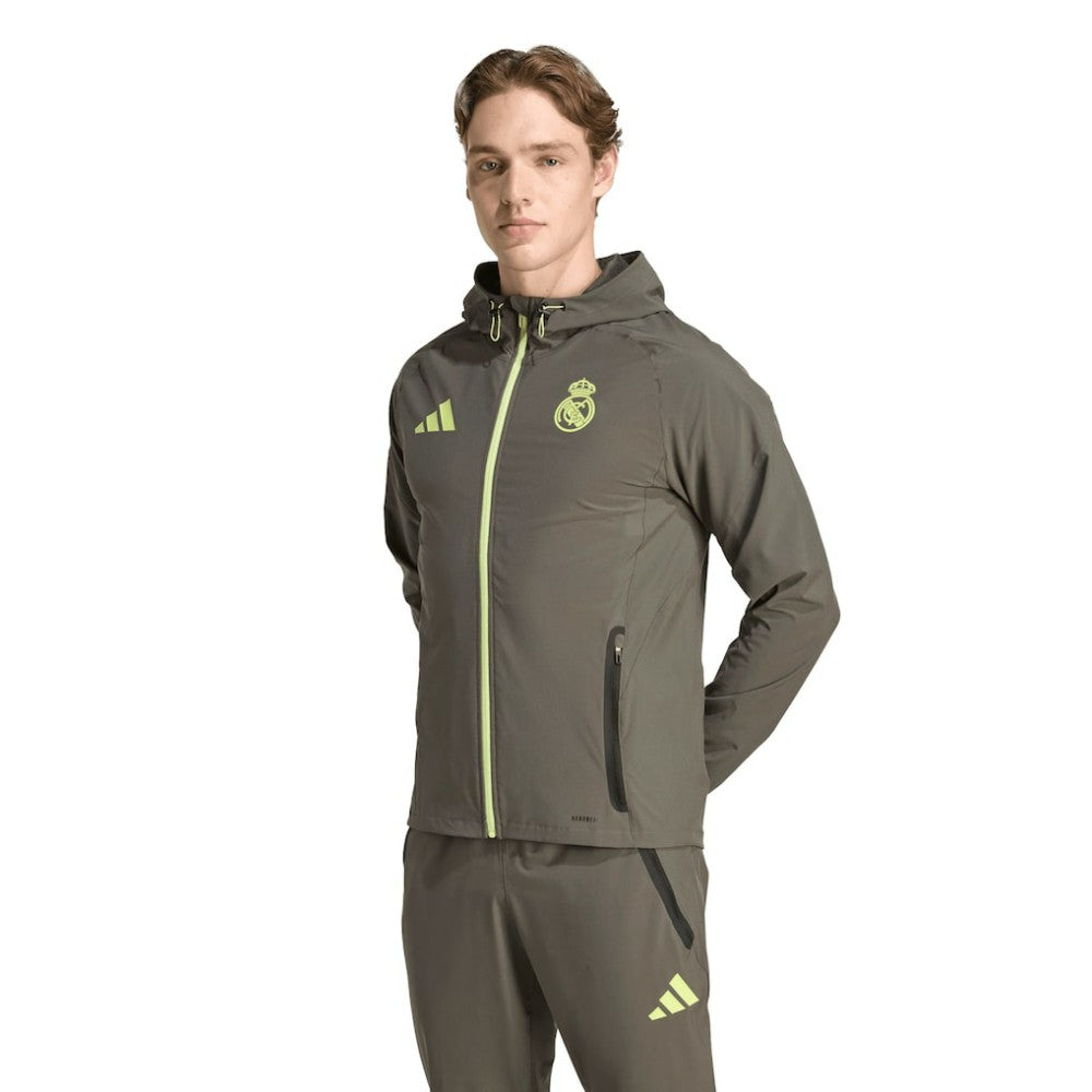 Real Madrid 2025/26 Tiro Vis Tech Travel Jacket Olive | Adidas Online