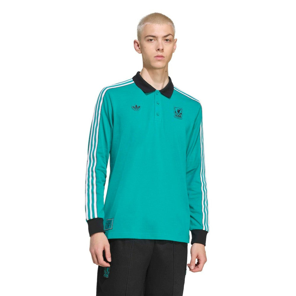 Liverpool Terrace Icons Long Sleeve Polo Green | Adidas Online