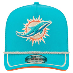 Miami Dolphins New Era Vintage Team Rope A-Frame Trucker 9FIFTY Snapback Hat Aqua | NFL