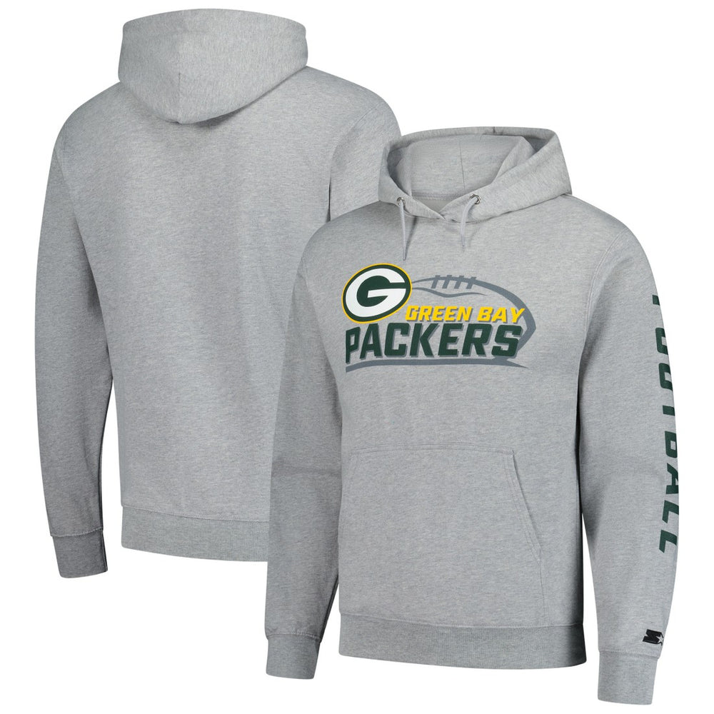 Green Bay Packers Starter Vintage Pullover Hoodie Heather Gray | NFL