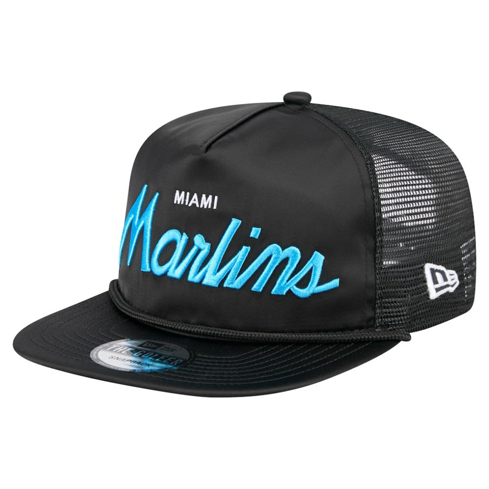 Miami Marlins New Era Retro Satin Script Golfer Adjustable Hat - MLB