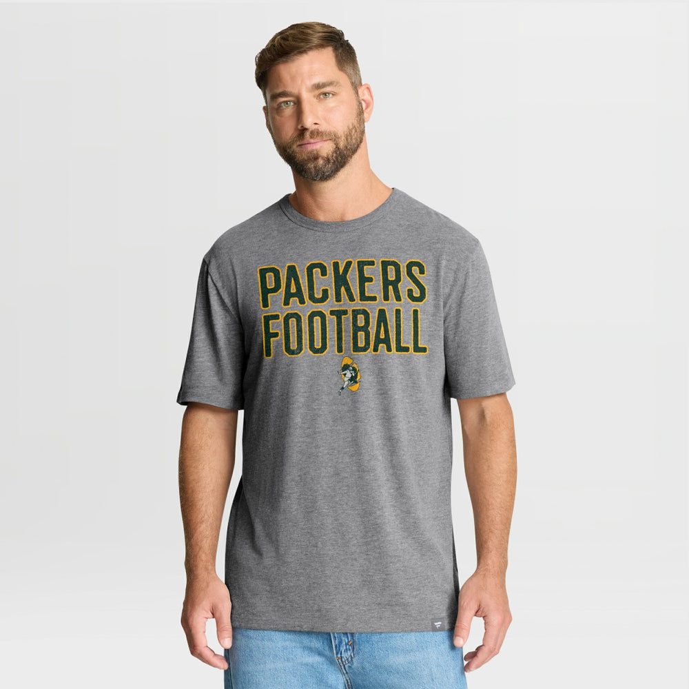 Green Bay Packers First Down Tribute Tri-Blend T-Shirt Heather Gray | Fanatics