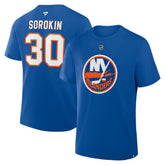 Ilya Sorokin New York Islanders Fanatics Authentic Stack Name & Number T-Shirt - Royal - NHL