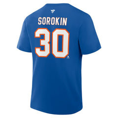 Ilya Sorokin New York Islanders Fanatics Authentic Stack Name & Number T-Shirt - Royal - NHL
