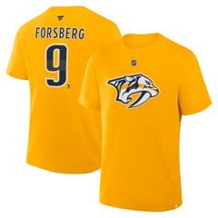 Filip Forsberg Nashville Predators Fanatics Authentic Stack Name & Number T-Shirt - Gold - NHL