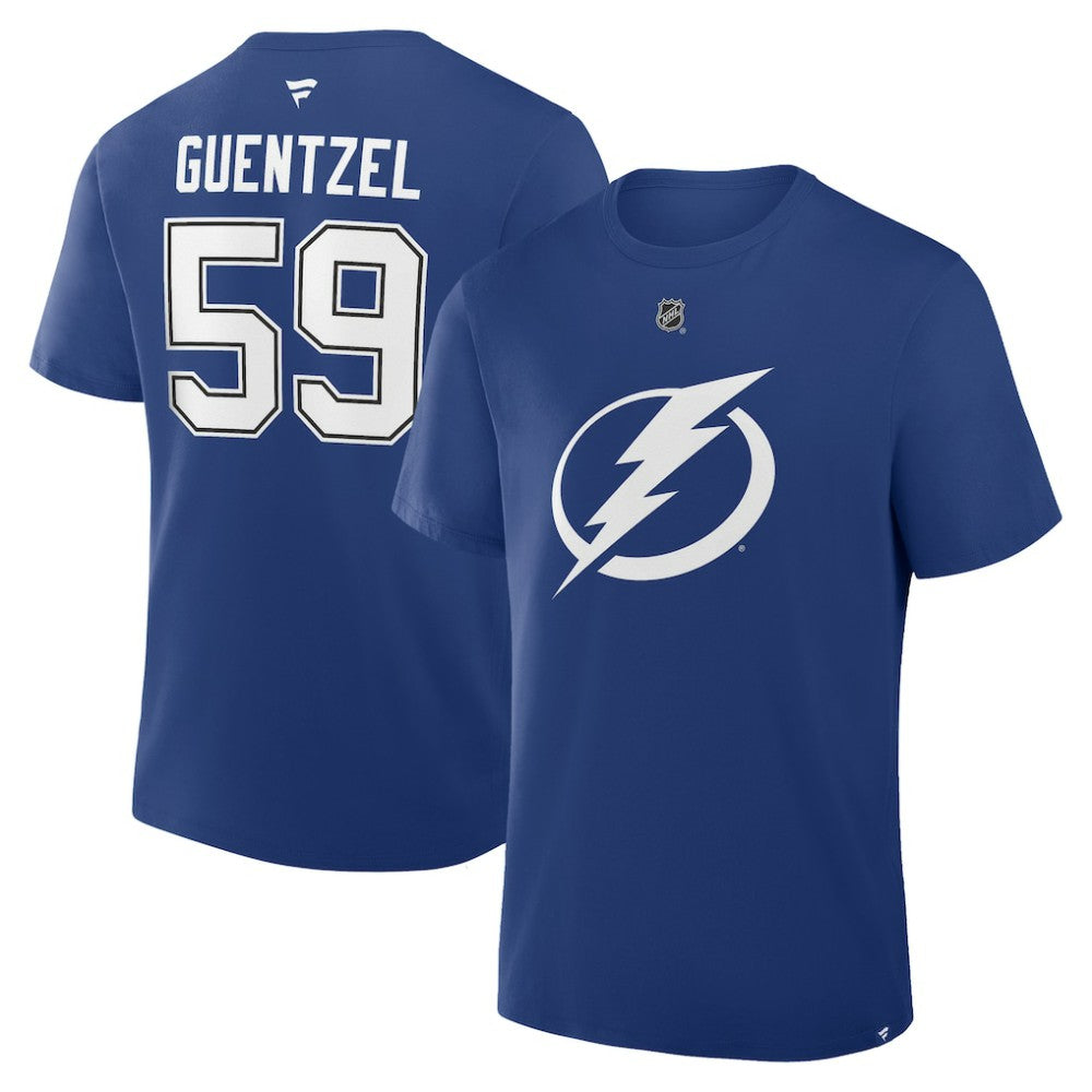 Jake Guentzel Tampa Bay Lightning Fanatics Authentic Stack Name & Number T-Shirt - Blue - NHL