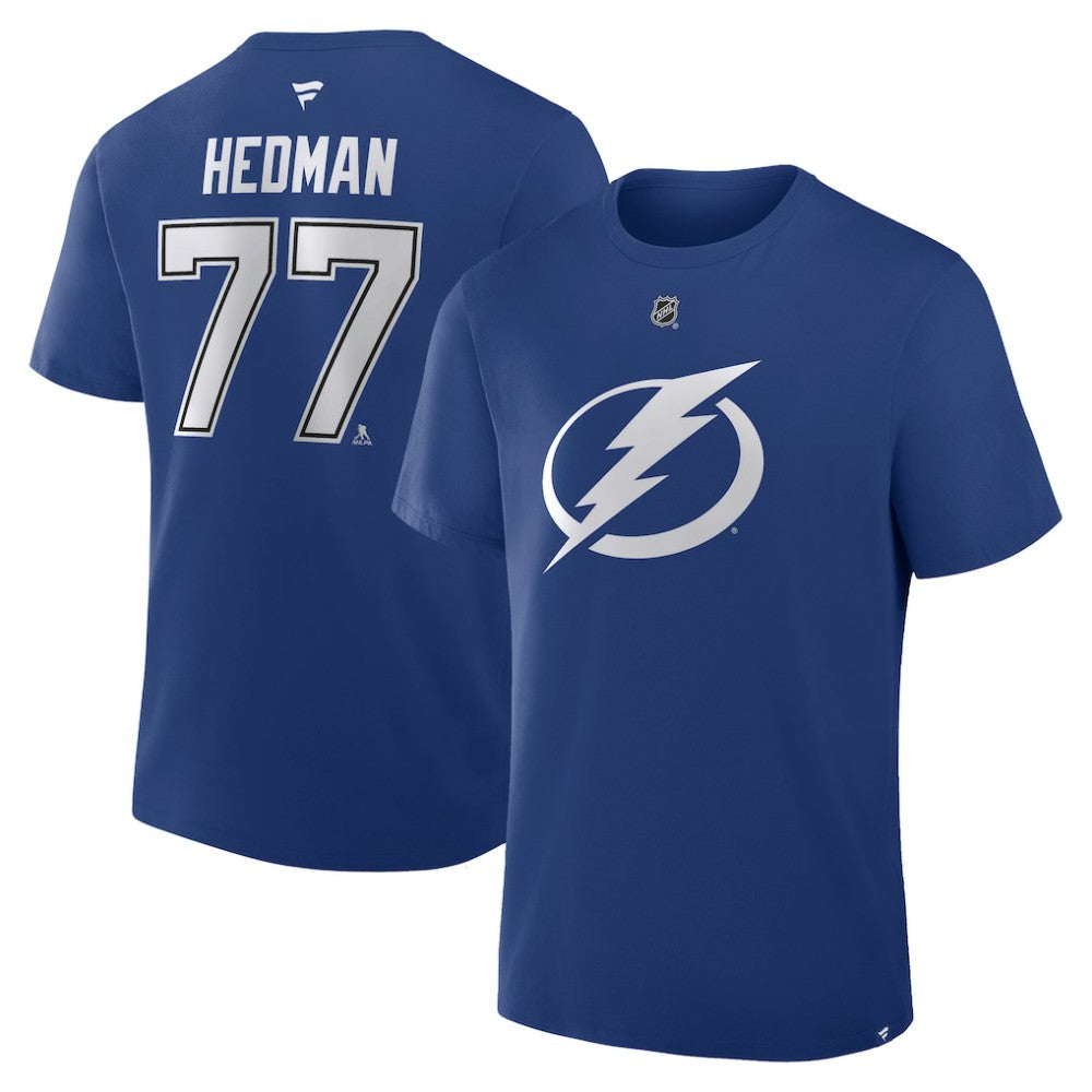 Victor Hedman Tampa Bay Lightning Fanatics Authentic Stack Name & Number T-Shirt - Blue - NHL