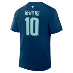 Matty Beniers Seattle Kraken Fanatics Authentic Stack Name & Number T-Shirt - Navy - NHL