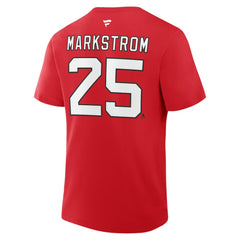 Jacob Markstrom New Jersey Devils Fanatics Authentic Stack Name & Number T-Shirt - Red - NHL