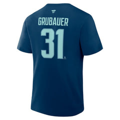 Philipp Grubauer Seattle Kraken Fanatics Authentic Stack Name & Number T-Shirt - Navy - NHL