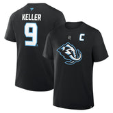 Clayton Keller Utah Mammoth Fanatics Authentic Stack Name & Number T-Shirt - Black - NHL