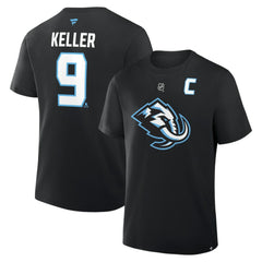 Clayton Keller Utah Mammoth Fanatics Authentic Stack Name & Number T-Shirt - Black - NHL