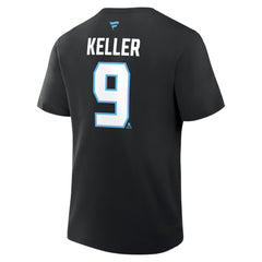 Clayton Keller Utah Mammoth Fanatics Authentic Stack Name & Number T-Shirt - Black - NHL