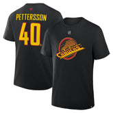 Elias Pettersson Vancouver Canucks Fanatics Authentic Stack Name & Number T-Shirt - Black - NHL