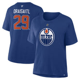 Leon Draisaitl Edmonton Oilers Fanatics Women's Authentic Stack Name & Number T-Shirt - Royal - NHL